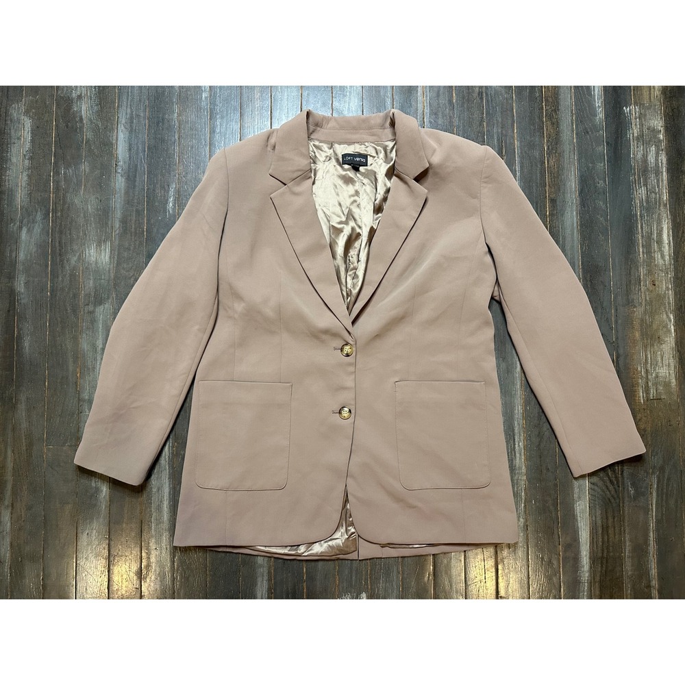 Loft Versa Mauve Tan Two Button Patch Pocket Lined Blazer Jacket